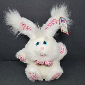 Giggle Easter Bunny Rabbit 16" White Pink Plaid Big Ears Fuzzy Feet Not Working
